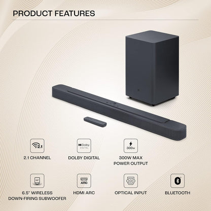 JBL Bar 2.1 -Channel Soundbar with Wireless Subwoofer (JBLBAR21DBM2BLKIN)