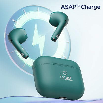 BoAt Airdopes Ace TWS in Ear Earbuds with 35 HRS Playback, 13mm Drivers, Dual Mics ENx & Beast Mode(Davys Green)