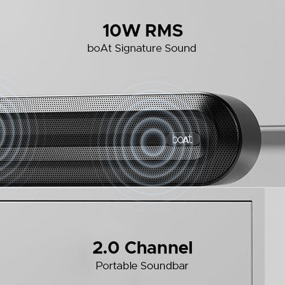 BoAt Aavante Bar Aspire | Bluetooth Soundbar with 10W RMS Signature Sound | 2.0 Channel with 7 Hours Playback, TWS Feature