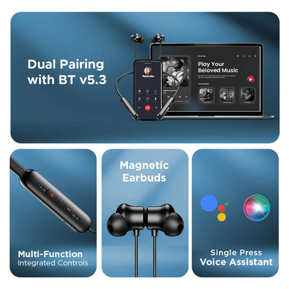 BoAt Rockerz Summit | Wireless Earphone with 30H Playback | ASAP™ Charge, Dual Pairing, | ENx™ Technology, BEAST™ Mode