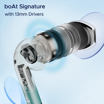 BoAt Airdopes Ace TWS in Ear Earbuds with 35 HRS Playback, 13mm Drivers, Dual Mics ENx & Beast Mode(Davys Green)